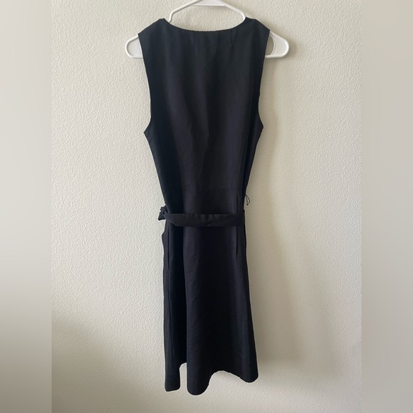 Loft black button down tank top v neck midi dress with tie waist - Picture 3 of 5